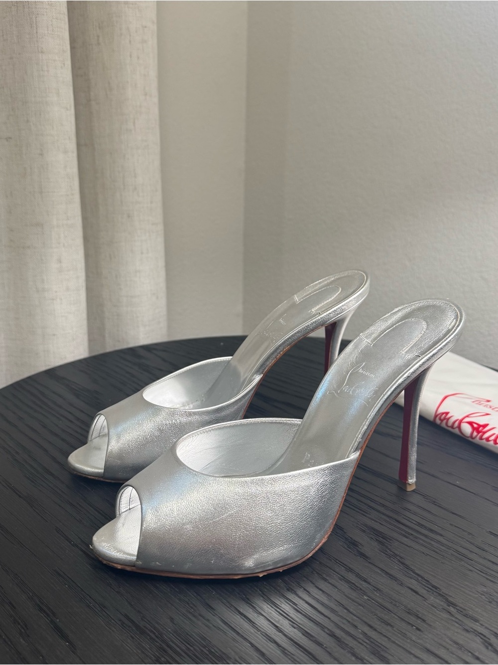 Christian Louboutin Me Dolly 100 Sandals Leather Silver 39 - Picture 2 of 10